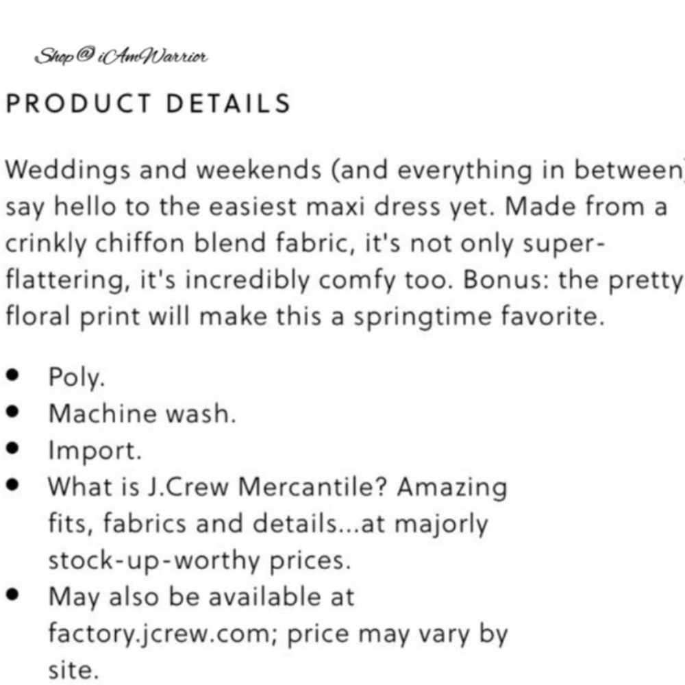 J.Crew NWT black & white floral maxi dress *shop@iamwarrior - Picture 5 of 6